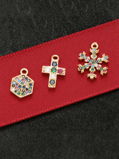 custom Brass Cubic Zirconia Micro Inlay Cross snowflake Pendant