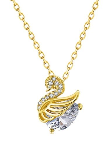 gold DY190272 925 Sterling Silver High Carbon Diamond  Luxury Swan Pendant  Necklace