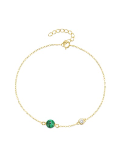 Golden Malachite 925 Sterling Silver Turquoise Round Minimalist Bracelet