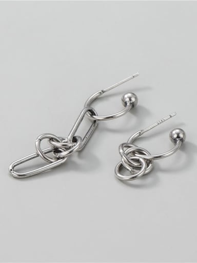 925 Sterling Silver Asymmetric Geometric Vintage Drop Earring