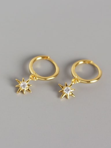2#Gold 925 Sterling Silver Rhinestone White Star Minimalist Huggie Earring