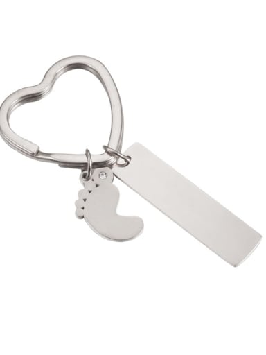 Steel color Stainless steel Heart Feet Minimalist Key Chain