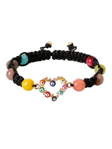 Multi Color Carnelian Stone Enamel Heart Trend Handmade Beaded Bracelet