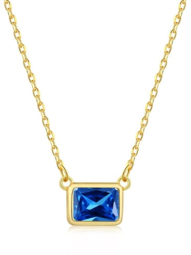 Golden blue DY190143 925 Sterling Silver Cubic Zirconia Geometric Minimalist Necklace