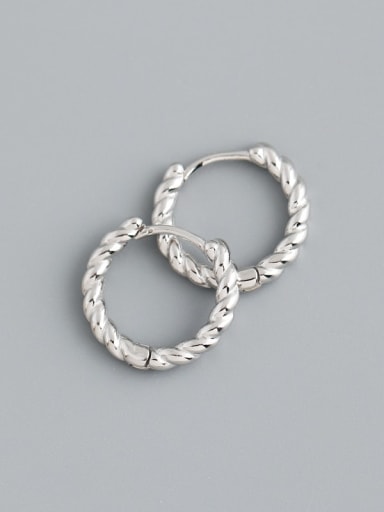 White gold color 925 Sterling Silver Twisted Hoop Earring