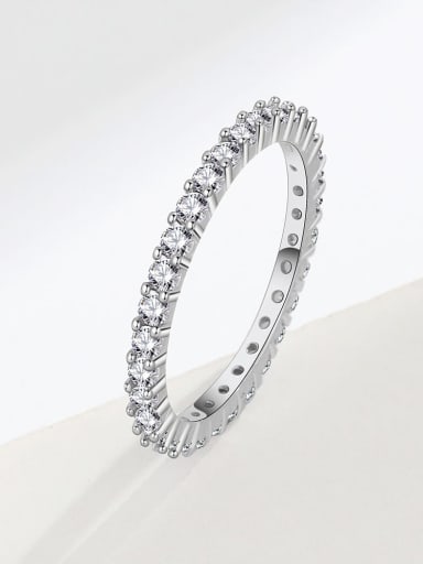925 Sterling Silver Cubic Zirconia Geometric Minimalist Band Ring