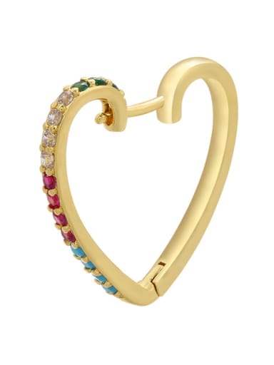 Golden White Diamond Brass Rhinestone Heart Dainty Stud Earring