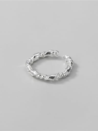 silver 925 Sterling Silver Twist Round Minimalist Band Ring