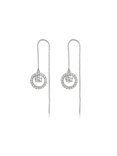 925 Sterling Silver Cubic Zirconia Geometric Minimalist Threader Earring