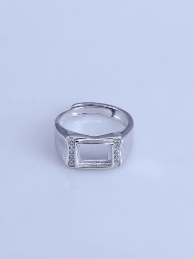 925 Sterling Silver 18K White Gold Plated Geometric Ring Setting Stone size: 8.5*8.5mm