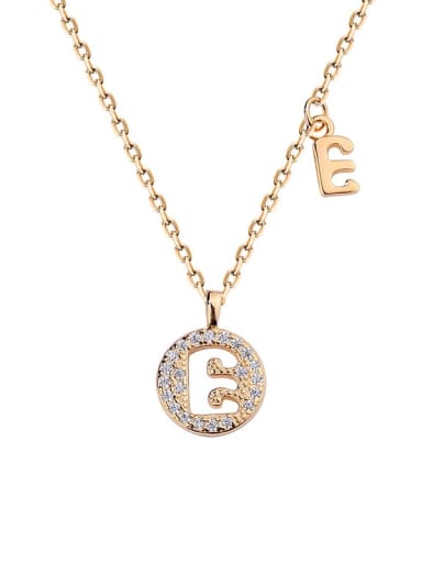 A1573 Champagne plated gold E 925 Sterling Silver Rhinestone Geometric Minimalist Necklace