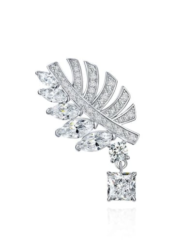 925 Sterling Silver High Carbon Diamond Leaf Luxury Stud Earring