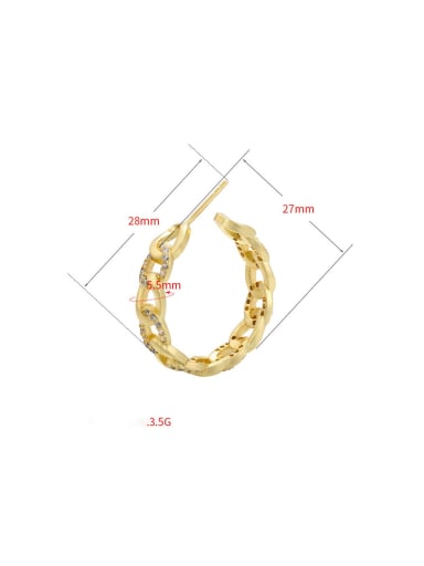 golden Brass Cubic Zirconia Geometric Trend Hoop Earring