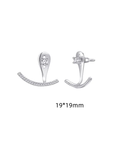 925 Sterling Silver Cubic Zirconia Irregular Minimalist Stud Earring