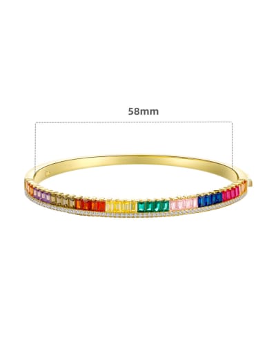 Gold color 58mm 925 Sterling Silver Cubic Zirconia Geometric Luxury Band Bangle
