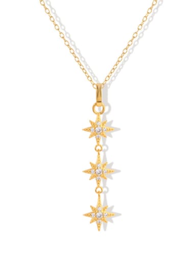 925 Sterling Silver Cubic Zirconia Star Dainty Tassel Necklace