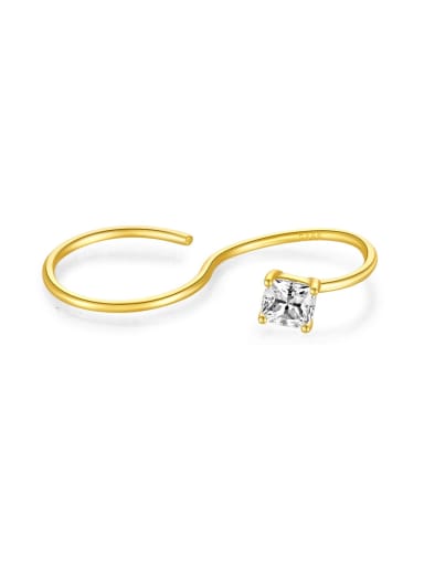 18K gold 925 Sterling Silver Cubic Zirconia Geometric Dainty Band Ring