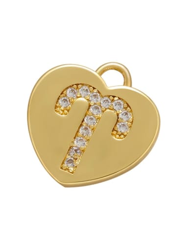Golden Aries Micro-set heart-shaped pie zodiac inlaid jewelry accessories