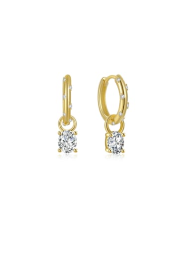 Golden +white 925 Sterling Silver Cubic Zirconia Geometric Minimalist Huggie Earring