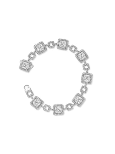 White chain length 17.5cm [B 2748] 925 Sterling Silver Cubic Zirconia Geometric Dainty Bracelet