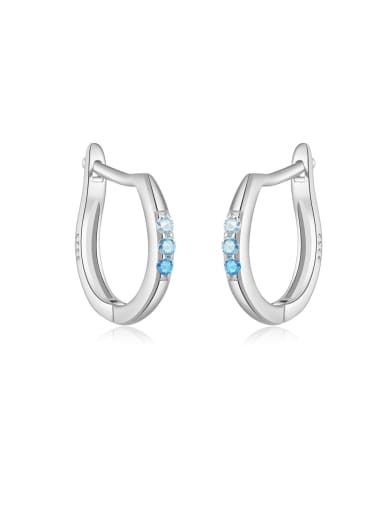 White gold blue 925 Sterling Silver Cubic Zirconia Geometric Dainty Stud Earring