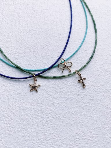 N-DIY-007 Natural Stone Chain  Star Pendant Minimalist handmade Beaded Necklace