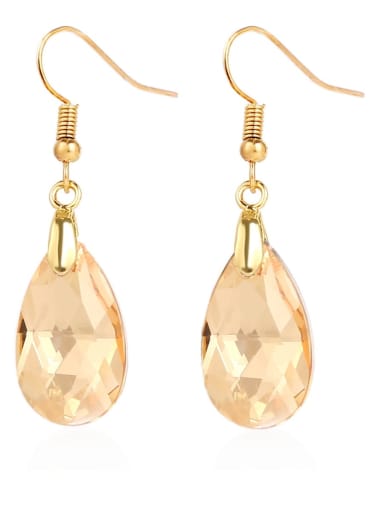 E2108 2 Champagne color Brass Water  Crystal Drop Earring