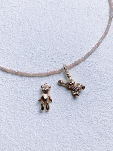 custom N-DIY-0017 Suntone Chain Bear Pendant  Vintage Handmade Beaded Necklace