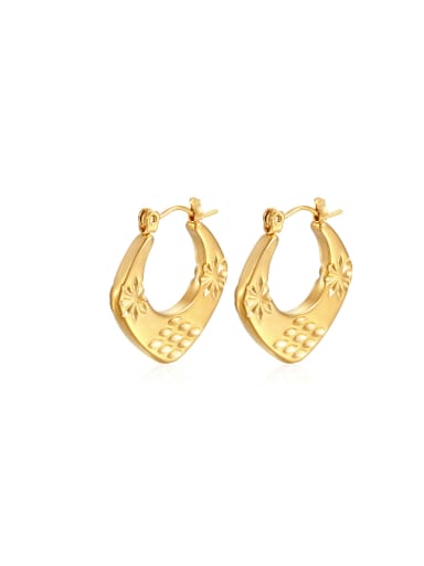 Oil pressure MS 268 gold Stainless steel Geometric Hip Hop Huggie Earring
