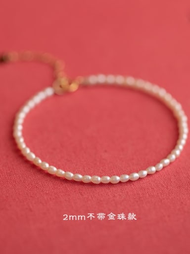 2mm Pearl and extender chain Freshwater Pearl Handmade Beaded Bracelet