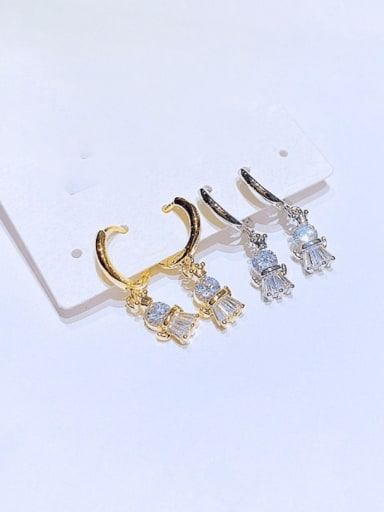 Two colors and two pairs Brass Cubic Zirconia Baby Cute Huggie Earring
