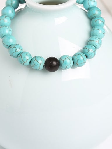 Synthetic Turquoise Black Glass Bracelet Turquoise Minimalist Handmade Beaded Bracelet