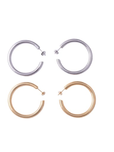 Titanium Steel Round Classic Hoop Earring