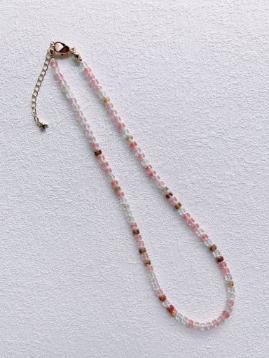 N-STPE-0005 Natural  Gemstone Crystal Beads Chain Handmade Beaded Necklace