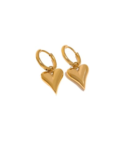 JYG253 Earrings Gold Pointed Peach Titanium Steel Heart Hip Hop Huggie Earring