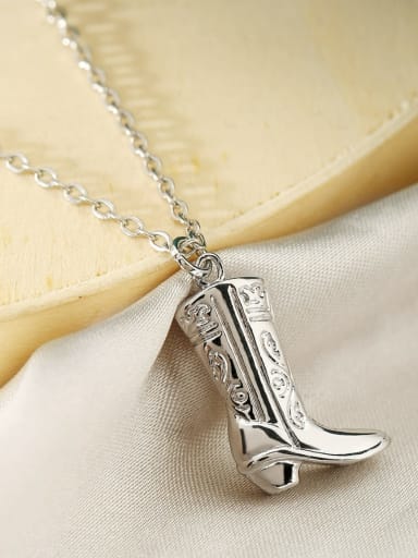 silver color Brass  cowboy boot Necklace