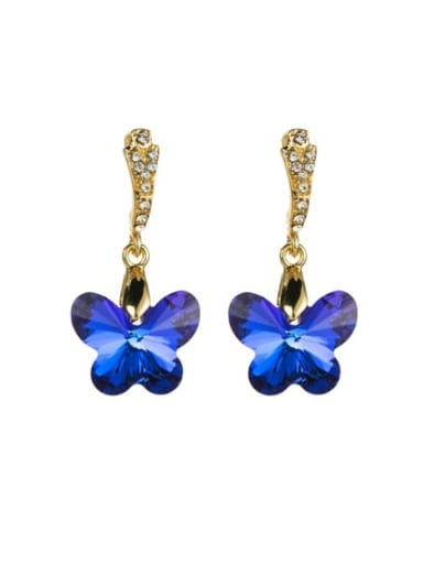 custom Alloy Glass Bead Drop 3.6cm * 1.8cm butterfly Earring