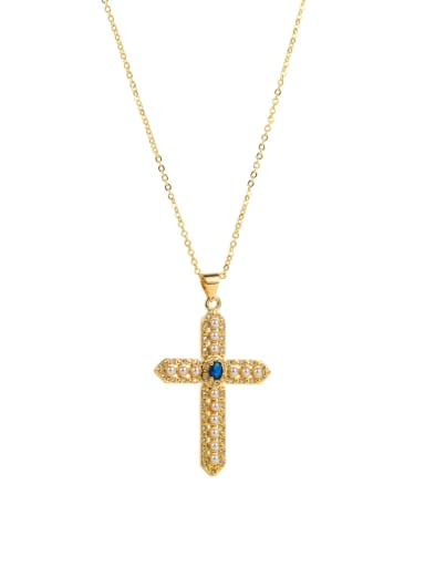 Model 4 Brass Cubic Zirconia Cross Vintage Regligious Necklace