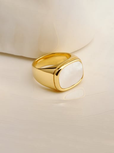 Gold ring thickness 4mm width 13m Titanium Steel Shell Geometric Minimalist Band Ring