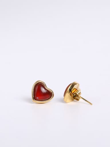 Red Agate Earring Titanium Steel Carnelian Heart Necklace