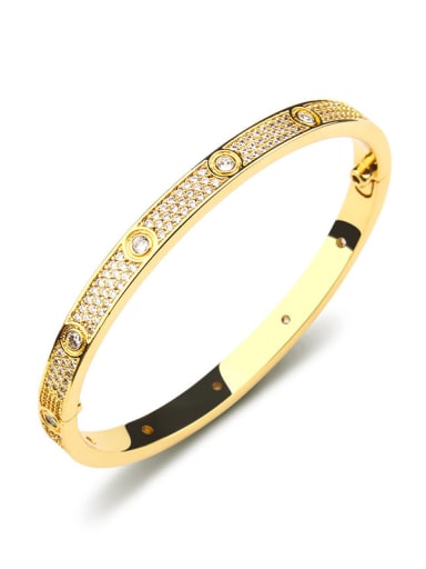 Bracelet,Gold Color Titanium Steel Cubic Zirconia Band Bangle