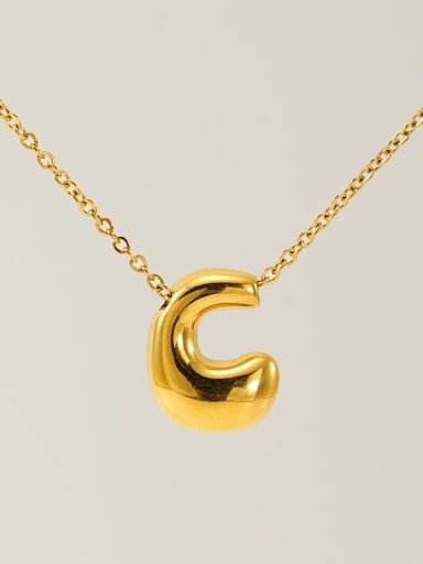 Gold  C Titanium Steel Classic Initials Necklace