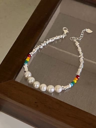 custom Alloy Imitation Pearl Smiley Dainty Link Bracelet