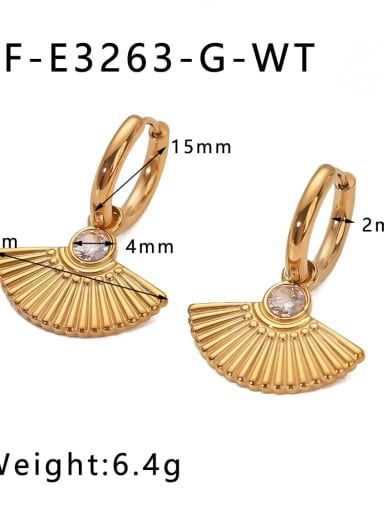 HF E3363 Gold color, White Stone Stainless steel Cubic Zirconia Geometric Drop Earring