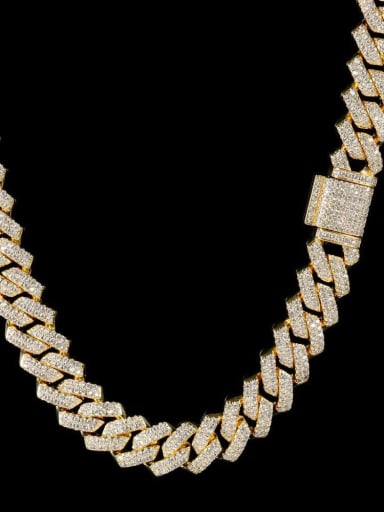 Brass Cuban Cz stone Necklace For Men