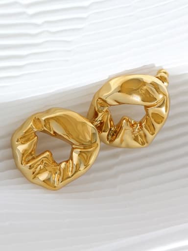 Gold color Brass Geometric metal wind folds Earring