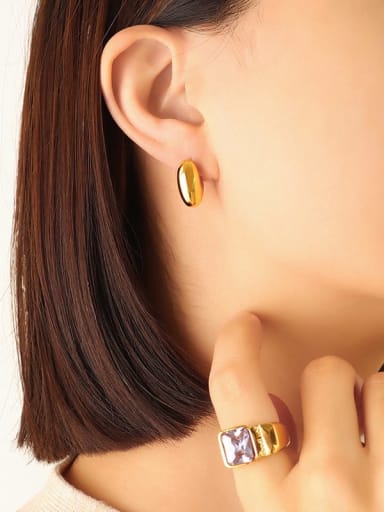 F589, 18K Gold Color Brass Geometric Drop Earring