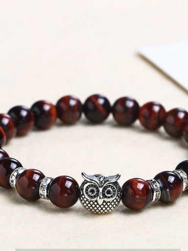 red Alloy Tiger Eye Owl Minimalist Handmade Beaded Bracelet/Multi-color optional