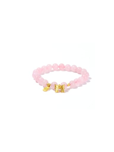 custom Alloy Pink Elastic rope Bowknot Cute Beaded Bracelet