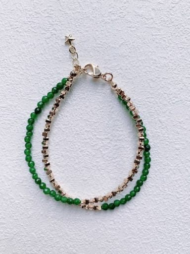 green Natural  Gemstone Crystal Beads Chain  Minimalist Handmade Beaded Bracelet